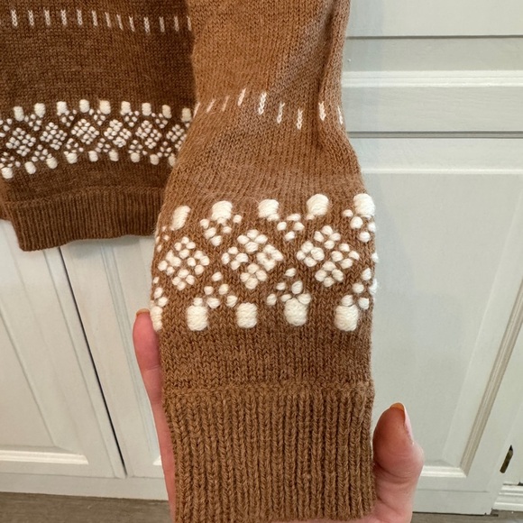 J. Crew Tan Knit Sweater with cream details. Size S - Picture 4 of 8
